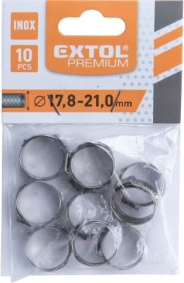 Spona na hadici, 10ks, ⌀21mm, INOX EXTOL PREMIUM