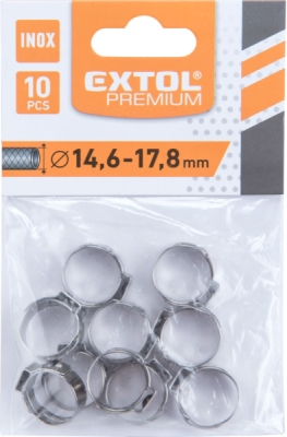 Spona na hadici, 10ks, ⌀17,8mm, INOX EXTOL PREMIUM