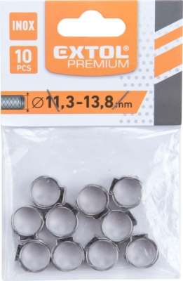 Spona na hadici, 10ks, ⌀13,8mm, INOX EXTOL PREMIUM