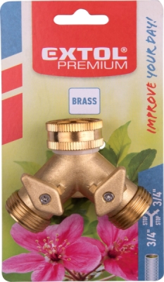 Rozdvojka s ventilem, 3/4", MOSAZ EXTOL PREMIUM