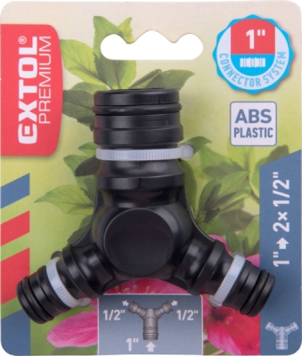 Rozdvojka-třícestný konektor 1"systém, dva 1/2" ABS EXTOL PREMIUM