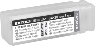 Vrták stupňovitý, ⌀4-20mm, HSS-M2 EXTOL PREMIUM