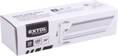 Hřebík nastřelovací, 480ks, 50mm, ⌀3,05mm, vroubkovaný EXTOL PREMIUM