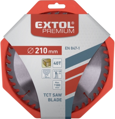 Kotouč pilový s SK plátky, ⌀210x3,0x30mm, 40T EXTOL PREMIUM