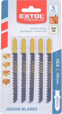 Plátky do přímočaré pily 5ks, 75x4,0mm, HCS Rychlý řez EXTOL PREMIUM