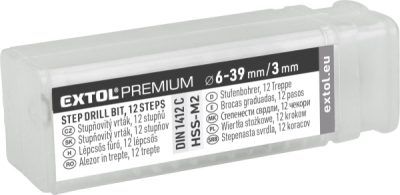 Vrták stupňovitý, ⌀6-39mm, HSS-M2 EXTOL PREMIUM