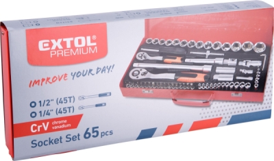 Sada nářadí 1/4",1/2" EXTOL PREMIUM 65ks