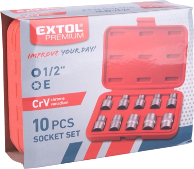 Sada hlavic 1/2" TORX EXTOL PREMIUM 10ks