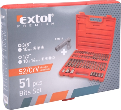 Sada bitů HEX-TORX-XZN EXTOL PREMIUM 51ks