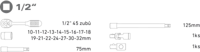 Sada nářadí 1/2"  EXTOL PREMIUM 21ks