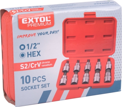 Sada hlavic 1/2" IMBUS EXTOL PREMIUM 10ks