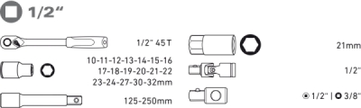 Sada nářadí 1/2" EXTOL PREMIUM 24ks