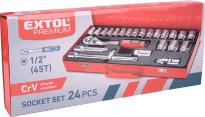Sada nářadí 1/2" EXTOL PREMIUM 24ks