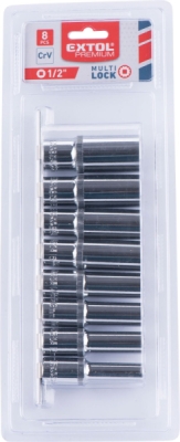Sada hlavic 1/2" MULTI-LOCK EXTOL PREMIUM 8ks