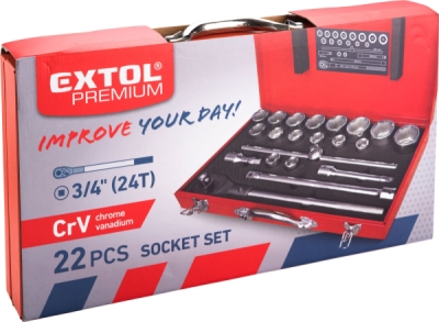 Sada nářadí 3/4" EXTOL PREMIUM 22ks