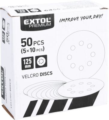 Papíry brusné výsek, suchý zip, 8 otvorů, 10ks, 125mm, P100 EXTOL PREMIUM