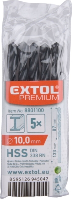 Vrták na kov EXTOL PREMIUM 5ks, 10,0mm