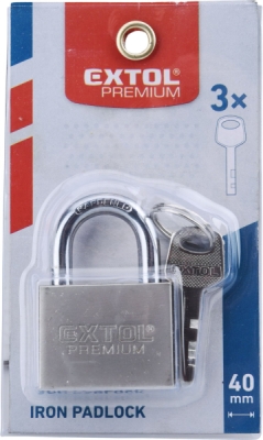 Zámek visací kovový stříbrný, 40mm EXTOL PREMIUM