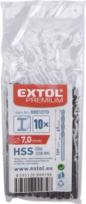 Vrták na kov EXTOL PREMIUM 10ks, 7,0mm
