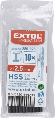 Vrták na kov EXTOL PREMIUM 10ks, 2,5mm