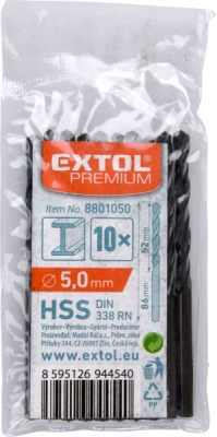Vrták na kov EXTOL PREMIUM 10ks, 5,0mm