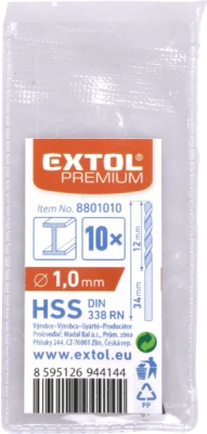 Vrták na kov EXTOL PREMIUM 10ks, 1mm