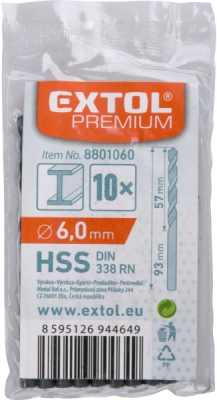 Vrták na kov EXTOL PREMIUM 10ks, 6,0mm