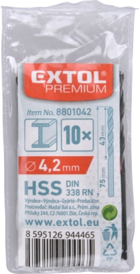 Vrták na kov EXTOL PREMIUM 10ks, 4,2mm