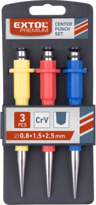 Důlčíky, sada 3ks, 0,8-1,5-2,5mm EXTOL PREMIUM
