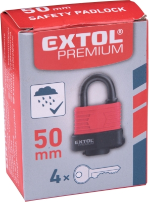 Zámek visací voděodolný červený, 50mm EXTOL PREMIUM