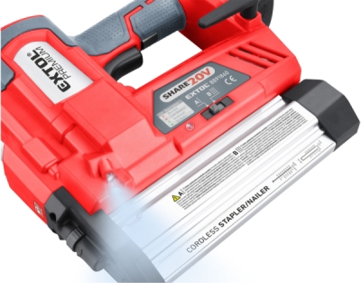 Hřebíkovačka/sponkovačka aku SHARE20V, 20V Li-ion, bez baterie a nabíječky EXTOL PREMIUM