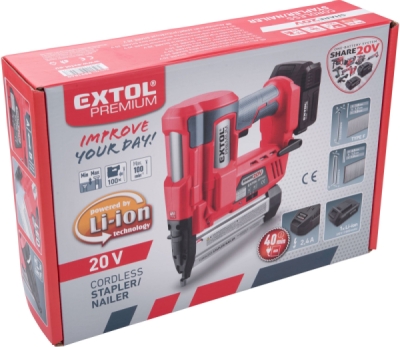 Hřebíkovačka/sponkovačka aku SHARE20V, 20V Li-ion, 2000mAh EXTOL PREMIUM