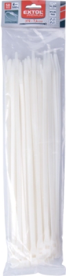 Pásky stahovací na kabely EXTRA, bílé, 370x7,6mm, 50ks, nylon PA66 EXTOL PREMIUM