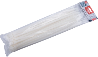 Pásky stahovací na kabely EXTRA, bílé, 370x7,6mm, 50ks, nylon PA66 EXTOL PREMIUM