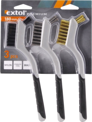 Kartáče malé, sada 3ks, 180mm (ocel,nylon,mosaz) EXTOL PREMIUM