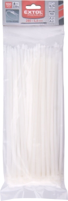 Pásky stahovací na kabely EXTRA, bílé, 280x4,6mm, 100ks, nylon PA66 EXTOL PREMIUM