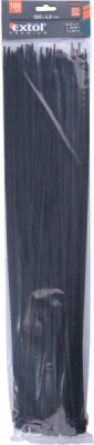 Pásky stahovací na kabely černé, 500x4,8mm, 100ks, nylon PA66 EXTOL PREMIUM