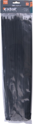 Pásky stahovací na kabely černé, 380x4,8mm, 100ks, nylon PA66 EXTOL PREMIUM