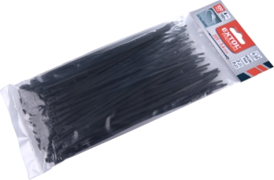 Pásky stahovací na kabely EXTRA, černé, 200x3,6mm, 100ks, nylon PA66 EXTOL PREMIUM
