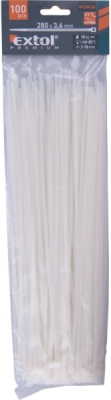 Pásky stahovací na kabely bílé, 280x3,6mm, 100ks, nylon PA66 EXTOL PREMIUM