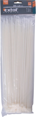 Pásky stahovací na kabely bílé, 300x4,8mm, 100ks, nylon PA66 EXTOL PREMIUM