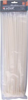 Pásky stahovací na kabely bílé, 380x4,8mm, 100ks, nylon PA66 EXTOL PREMIUM