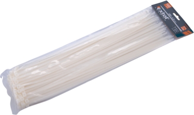 Pásky stahovací na kabely bílé, 380x4,8mm, 100ks, nylon PA66 EXTOL PREMIUM