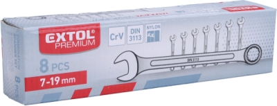 Klíče očkoploché, sada 8ks, 6-19mm, CrV EXTOL PREMIUM