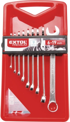 Klíče očkoploché, sada 9ks, 6-19mm, CrV EXTOL PREMIUM