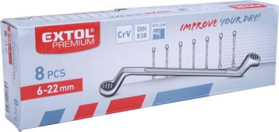 Klíče očkové, sada 8ks, 6-22mm, CrV EXTOL PREMIUM