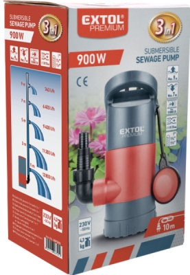 Čerpadlo na znečištěnou vodu 3v1, 900W, 13000l/h  EXTOL PREMIUM