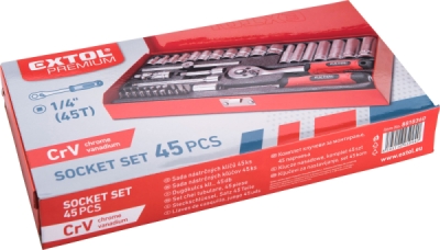 Sada nářadí 1/4" EXTOL Premium 45ks