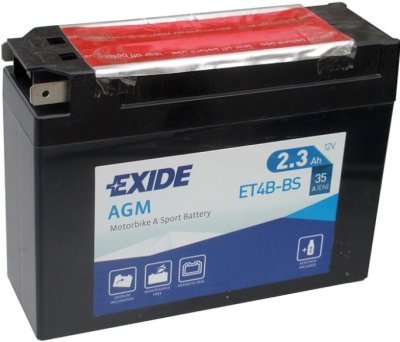 Motobaterie Exide Bike AGM 12V, 2.3Ah, ET4B-BS