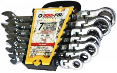 Klíče ráčnové očkoploché s kloubem 7ks 8-19mm MAR-POL M58607